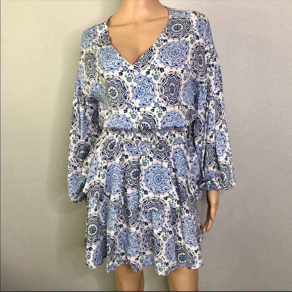 Smocked tiered long sleeve dress - Picture 3 of 5
